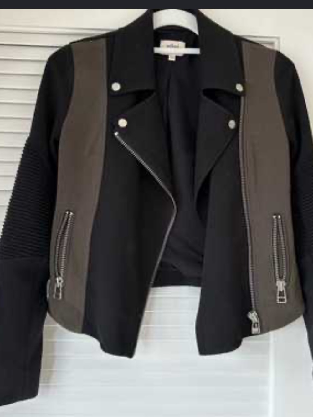 Wilfred Two-Tone Moto Jacket in Black and Olive
